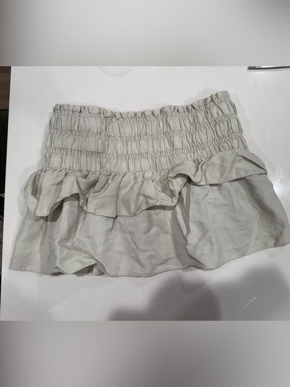 Isabel Marant Cream Smocked Ruffle Mini Skirt